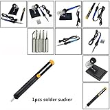 Toyofmine 4-in-1 Soldering Iron Kit with Adjustable Temperature Soldering Iron & Stand & Solder Sucker &5pcs Different Tips (1 pcs Solder Sucker)
