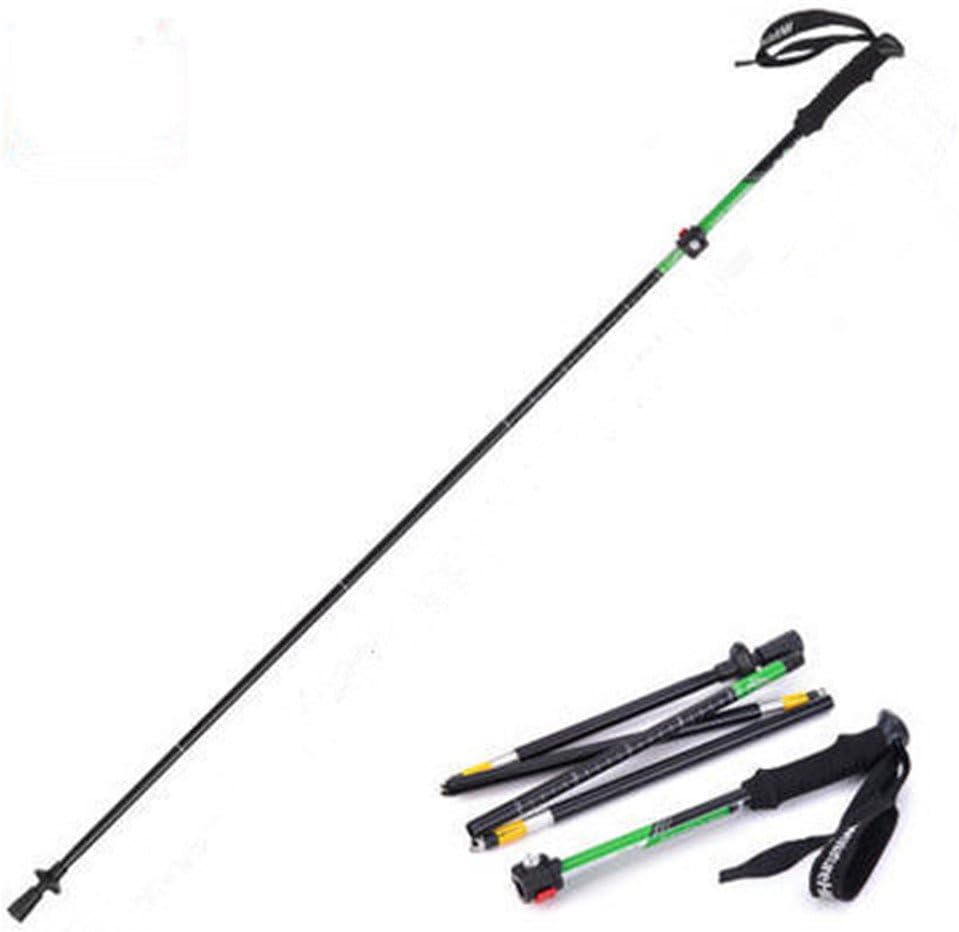 Tip-top Store Folding Collapsible Travel Hiking Trekking Pole Lightweight Walking Stick (Gree + Black)