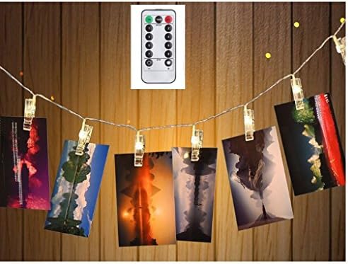 FANStek Led Outdoor Waterproof Photo Clip Remote String Lights, 20 LEDs Battery Operated Fairy String Lights with 8 Modes Choice, 7.2 Ft, Warm White