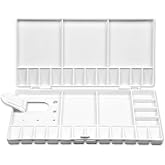 33 Compartments Portable White Watercolor Paint Palette Case Folding Palette Box 28 Wells with 5 Mixing Areas for Watercolor Gouache Acrylic and Oil Paint Large