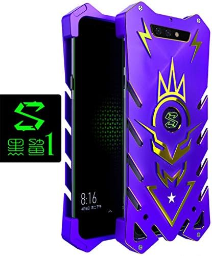 Xiaomi Black Shark Gaming Phone Case,DAYJOY Cool Design Fish Bone Style Arm Shield Premium Aerospace Aluminum Metal Shockproof Bumper Frame Cover Case for Xiaomi Black Shark(Purple)