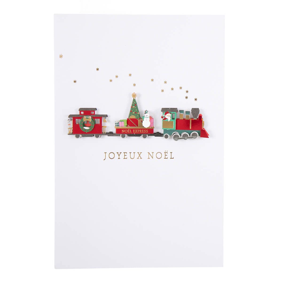 DRAEGER Paris | Merry Christmas Greeting Card | New Year's Eve | Christmas Train | Hot Gold Finish | 12 x 17 cm | Made in England | Envelope Included | FSC® Paper