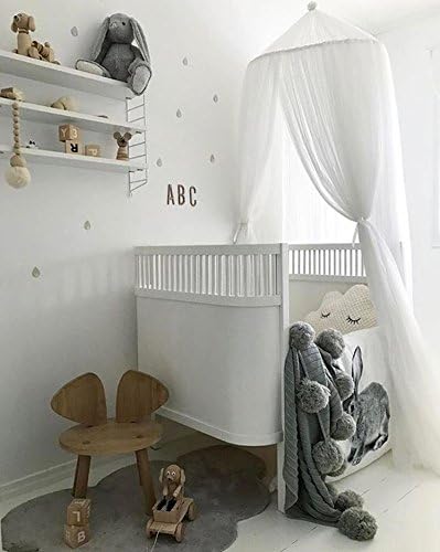 Mosquito Net Bed Canopy Play Tent Bedding for Kids Playing Reading with Children Round Lace Dome Netting Curtains, Baby Boys and Girls Games House