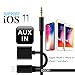 iPhone X Aux Charger Cord, DISDIM 2 in 1 Spring [Extension to 5FT] Lightning to 3.5mm Headphone Audio Jack Adapter with 8Pin Extend Charging Port Cable for iPhone X /8/8Plus,iOS 11 to Home/Car Stereos
