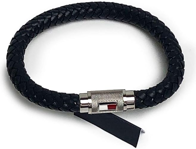 Amazon トミーヒルフィガー Tommy Hilfiger レザーブレスレット ブラック シルバー カジュアル ファッション シンプル メンズ アクセサリー アクセ 男性用 ブレス 並行輸入品 ブレスレット 通販