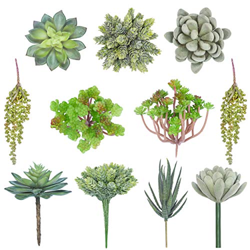 Bioexcel Fake Succulent Plants - Pack of 11 Artificial Succulents - Without Pots Faux Succulents for Indoor and Outdoor Home Decor - Thumbnail 7