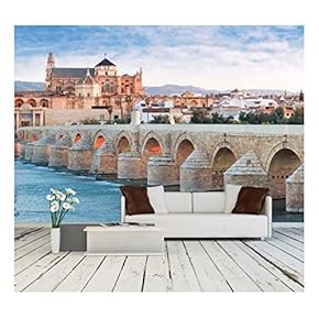 Roman Bridge and Guadalquivir River, Great Mosque, Cordoba, Spain - Removable Wall Mural | Self-Adhesive Large Wallpaper - 66x96 inches