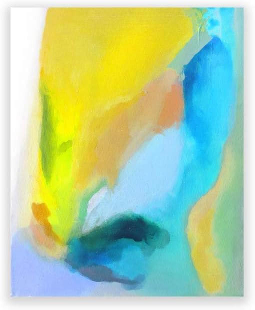 Humble Chic Wall Art Prints - Unframed HD Printed Beach Picture Poster Decorations for Home Decor Living Dining Bedroom Bathroom College Dorm Room - Blue & Yellow Abstract, 8x10 Vertical