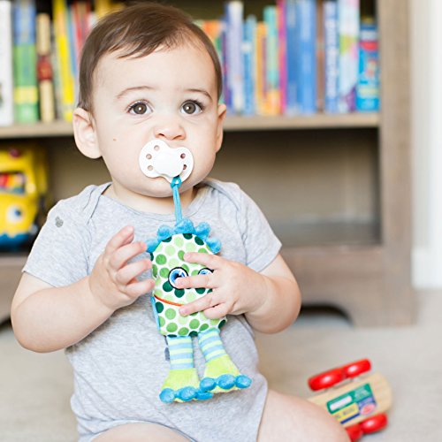 BooginHead Baby Newborn, PaciPal Pacifier Clip, Holder, Toy, Teether, Soothie, Universal Loop Hopper, Boy, Girl, Plush, Lovey, Polka Dots, Green