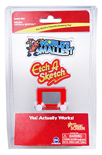 World's Smallest Etch A Sketch, Miniature Drawing Toy, Red, Fully Functional