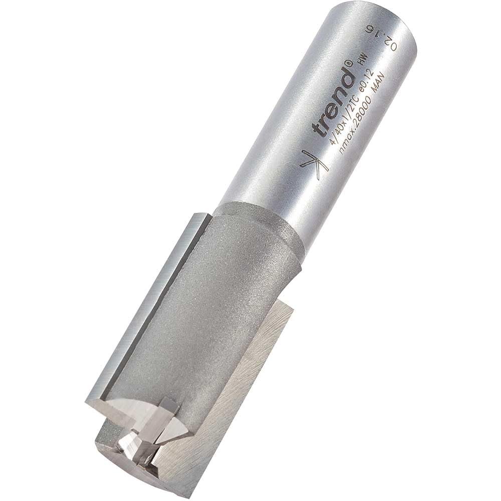 Trend Professional Straight Two Flute Router Cutter, 1/2 Inch Shank, 18.2mm Cut Diameter, 32mm Cut Length, TCT Plunge Centre Tip, 4/40X1/2TC