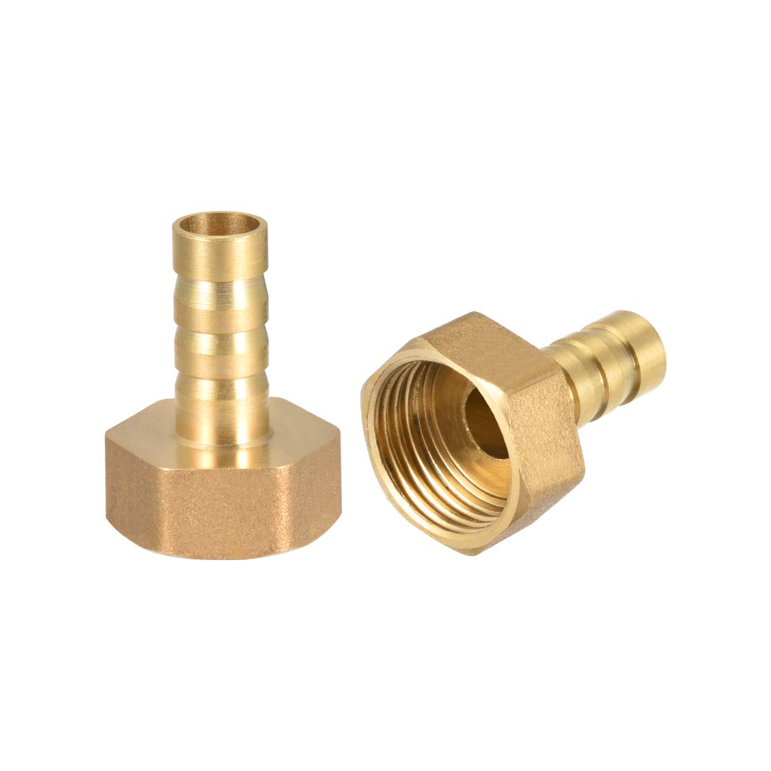 sourcing map Brass Hose Barb Fitting Connector, 10mm Barb G1/2 Female Thread Pipe Adapter, 2Pcs