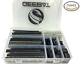 GeeBat 750pcs 40 Pin 2.54mm Pitch Pin Headers W/ Single Row Double Row, Straight Right Angle, Female Male Pin Headers, Dupont Connector Housing Female, Dupont Male/Female Pin Connector Kit