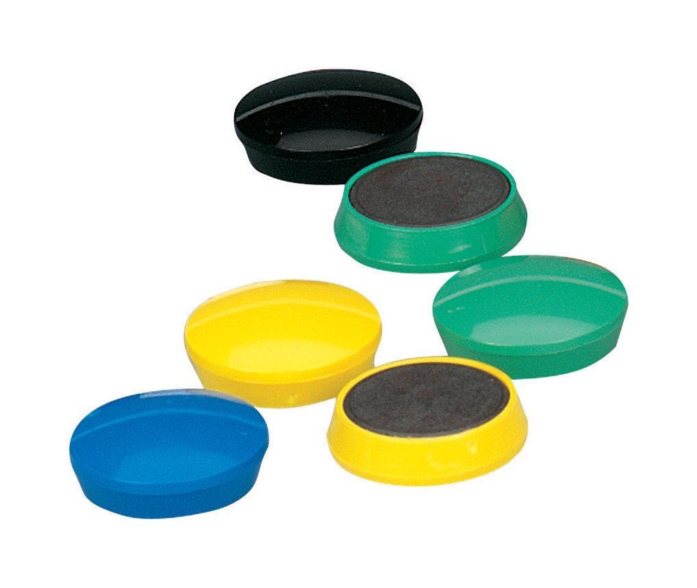 5 Star Office Round Plastic Covered Magnets 30mm Assorted [Pack 10]