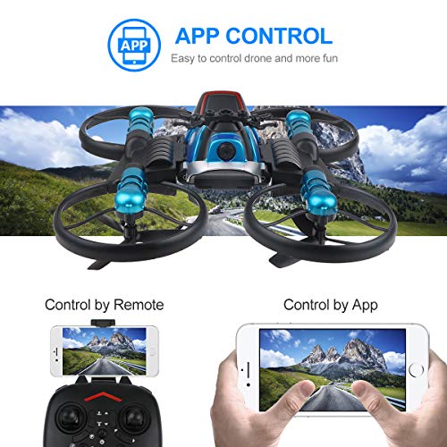 2 in 1 Foldable RC Drone with Camera and Motorcycle Wi-Fi Live Video One Key Return Altitude Hold Headless Mode Toy Gift for Kids Adults - Thumbnail 4
