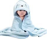 HiABsee Baby Towels with Hood Ultra Soft Coral Fleece 80x80cm Blue Dog
