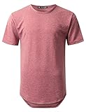 URBANCREWS Mens Hipster Hip Hop Heavy French Terry Longline T-shirt BURGUNDY, M