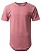 URBANCREWS Mens Hipster Hip Hop Heavy French Terry Longline T-shirt BURGUNDY, M