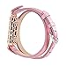 Hagibis Genuine Leather Bands with Metal Pendant for Fitbit Flex 2 (Gold Pink)