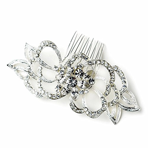 Martina Flower Rhinestone Petal Special Occasion Hair Wedding Bridal Special Occasion Comb