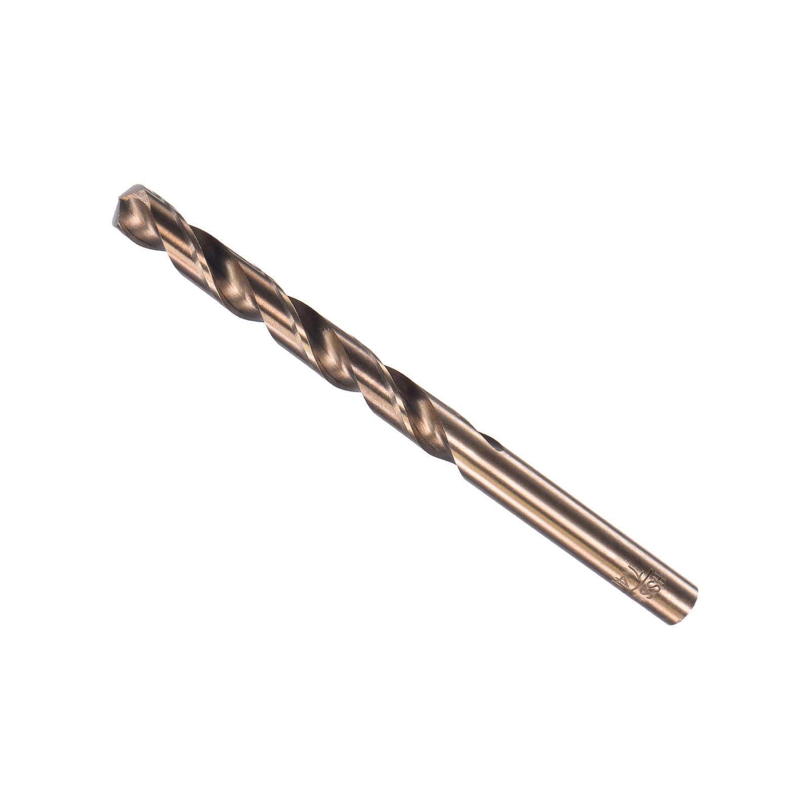 CoCud Twist Drill Bits, 7.4mm Drilling Diameter, Titanium Coated High Speed Steel 6542 Straight Round Shank - (Applications: for Stainless Steel Alloy Metal), 1-Piece