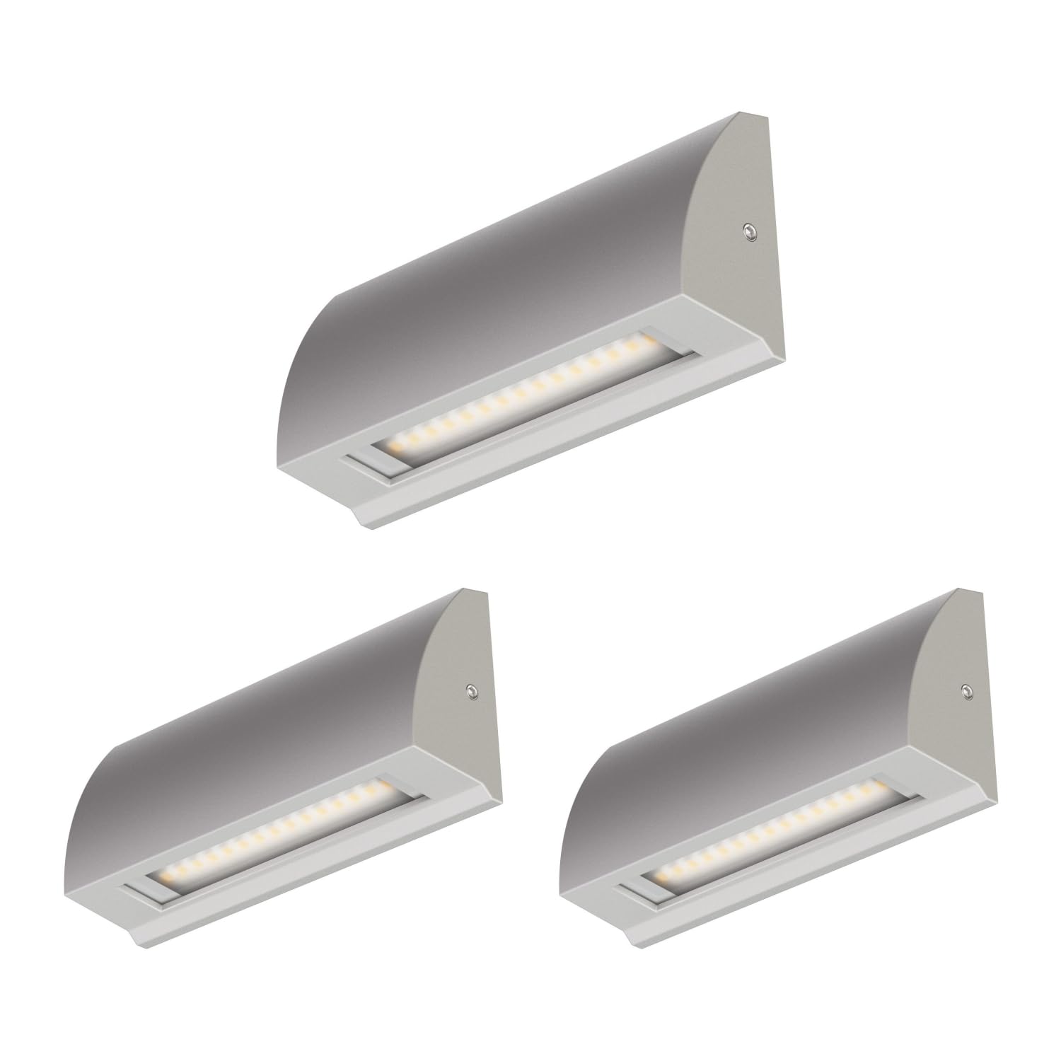 ledscom.de 3 LED wall Light/Staircase Light SEGIN for Outdoors, IP54, Flat, Downlight, Grey matt, Angular, 3.8 W, 265lm, Warm White