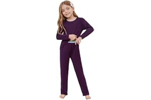 Mirawise Girls Thermal Kids Underwear Long Johns Set Base Layer Long Sleeve Shirts Pants Ski Clothes Fleece Lined Undershirt
