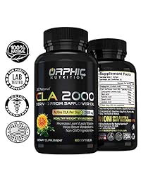 ORPHIC Nutrition CLA 2000 mg Cápsulas orgánicas, 100 % aceite de flor de azufre puro, 95 %...