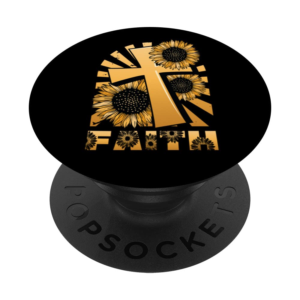 Religious Sunflower Cross Christian Faith PopSockets Swappable PopGrip