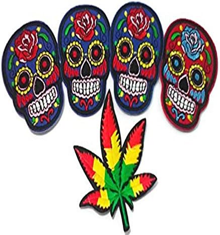 Skull Iron On Patches Set Team Fabric Embroidered Backpack Patches Team Jerseys Music contest irons easily Perfect for Jeans Jackets Vests Hats Etc