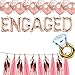 Engaged Balloons Rose Gold Engagement Party Banner Bride To Be/We are Engaged/Bridal Shower/Just Married/Bachelorette/Miss to Mrs/Diamond Ring Themed Happy Anniversary Party Supplies Decorations