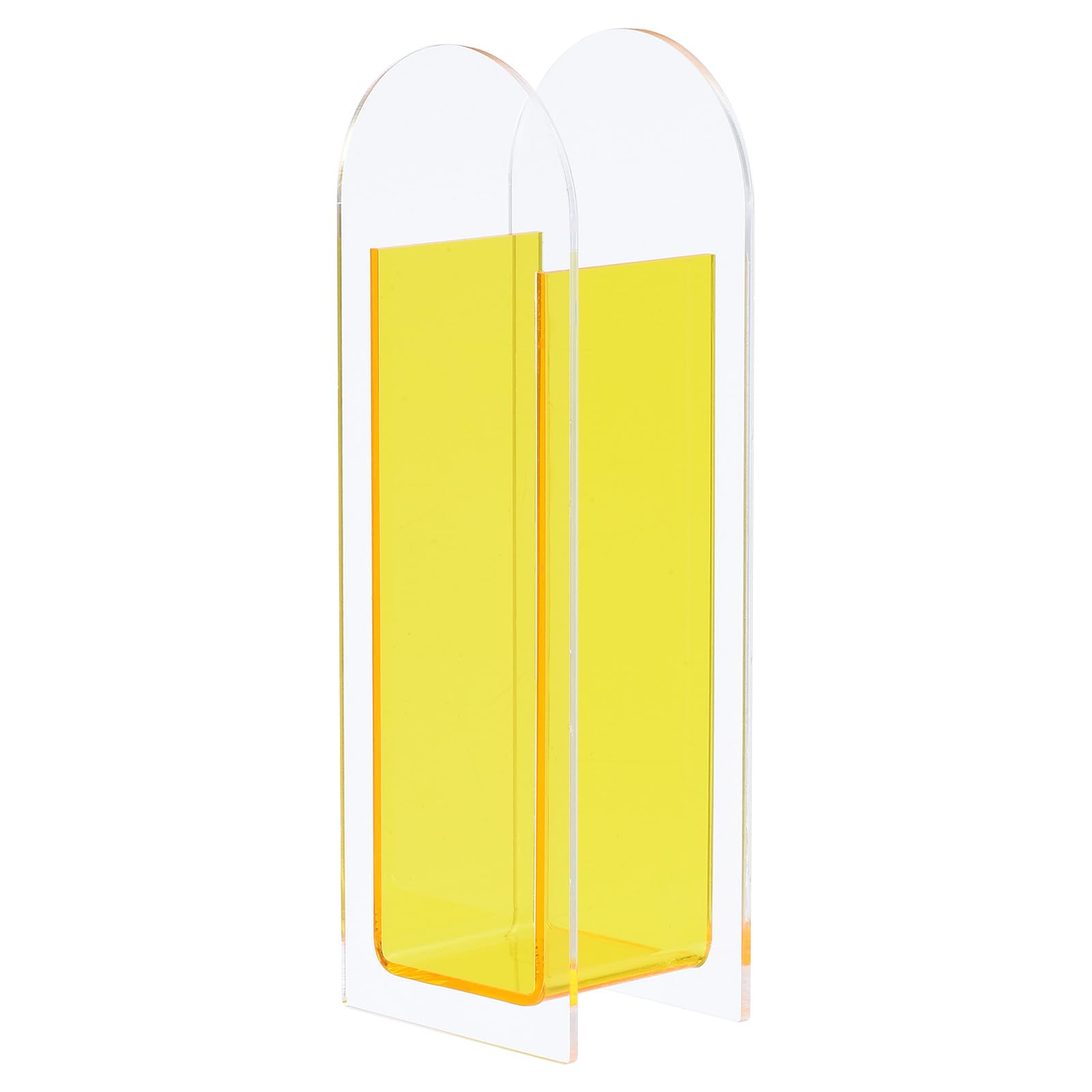 PATIKIL Acrylic Vase, Arch Acrylic Floral Vase Clear Geometric Plastic Decorative Vase for Wedding Table Centerpiece Home Decor, Yellow