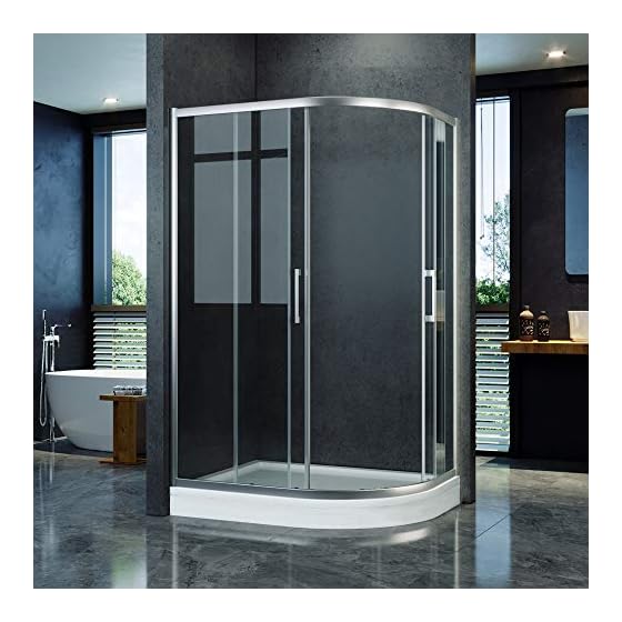ELEGANT 1000 x 800mm Right Offset Quadrant Shower Enclosure 8mm Easy