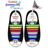 Coolnice® No Tie Shoelaces for Adults DIY 16pcs - Environmentally safe silicone - Lazy Shoestrings - Color of Rainbow
