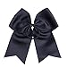 8 Inch Cheerleader Bows Ponytail Holder Solid Color Cheerleading Bows Hair Tie (Black)