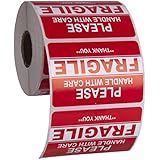 Kenco 3" X 2" Fragile Handle with Care Warning Stickers for Shipping and Packing - 500 Permanent Adhesive Labels Per Roll (1 PACK)
