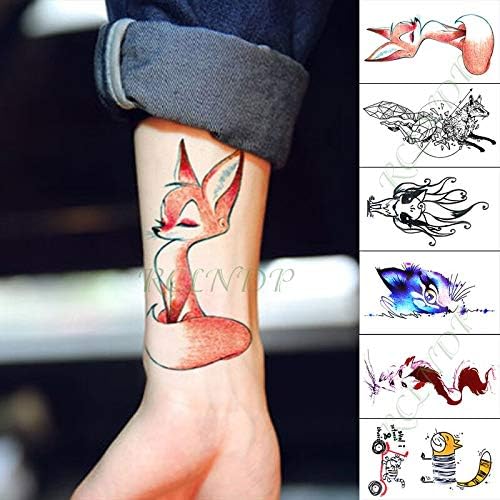 Autocollant De Tatouage Temporaire étanche Dame Renard Loup