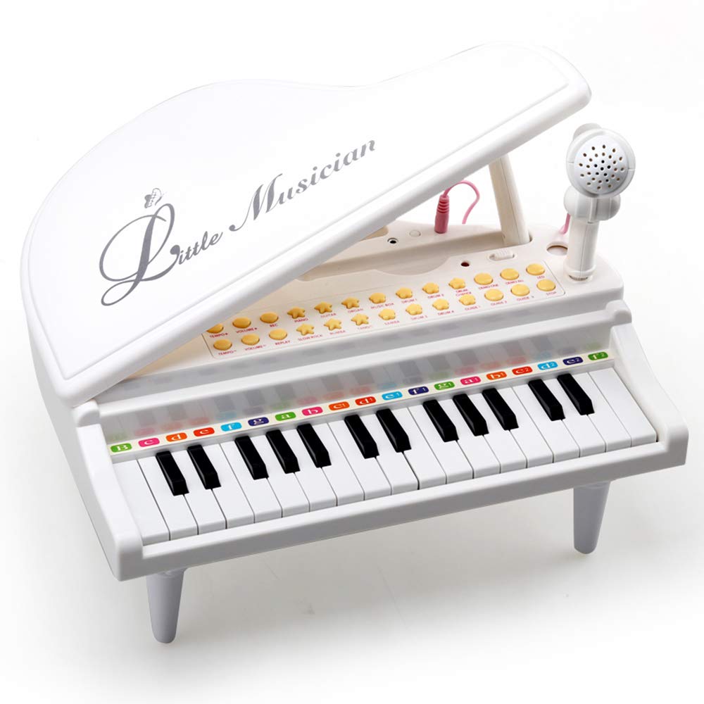 AmyBenton Piano for 3 Years Old Girls - Toddlers Piano Keyboard with Microphone - Baby Piano Toy Birthday Gift (31Keys, White)
