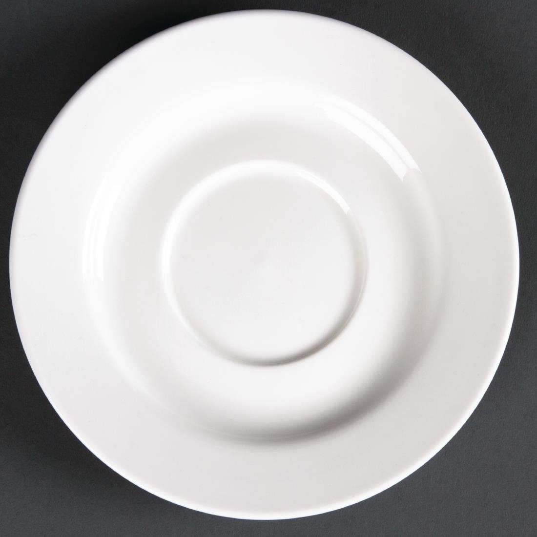Olympia Lumina Round Saucers Set 143 mm/3.75 inch (Pack of 6), White, Fits cup CD645, Fully Vitrified Porcelain - Oven, Microwave, Freezer & Dishwasher Safe - BS4034 Certified, CD646