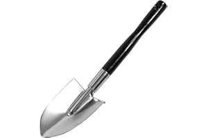 GARDEN HELPER Garden Shovel Hand Long Handle 18-1/2" Heavy Duty Japanese Steel Wood Handle, Made in Japan, Long Handle Garden Trowel Tool for Digging and Transplanting, Silver