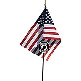 Allied POW/MIA Veteran Grave Marker With 30 Inch Tall American Cemetery Flag, Officially Licensed Military Seal