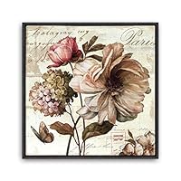 Framed Canvas Wall Art Retro Flowers and Birds Canvas Prints Home Artwork Decoration for Living Room,Bedroom - 16x16 inches