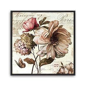 signwin Framed Canvas Wall Art Retro Flowers and...