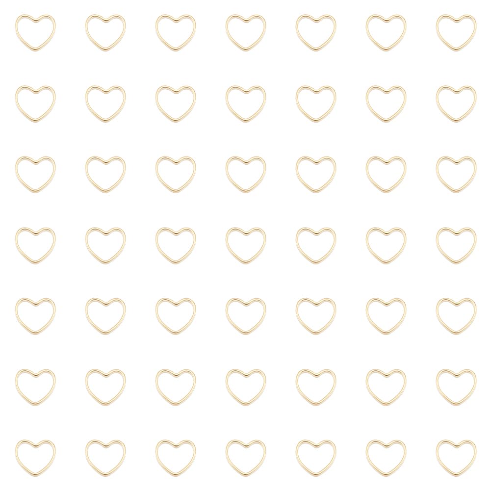 UNICRAFTALE About 80Pcs Heart Linking Rings 7.5mm Brass Open Bezels Linking Rings 24K Gold Plated Heart Hollow Ring Charms Earrings Beading Hoop Links Jewelry Connectors for Bracelets Earring Making