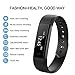 laucin Fitness Tracker, ID115HR Sport Activity Wristband with Heart Rate Monitor :Waterproof Intelligent Bracelet - Sleep Monitoring/SMS/Camera Control/for Android and iOS Black Black