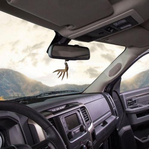 Cool & Custom {3.5" x 3 .5â€ Inch w/ 6.5" String Hang} Rear View Mirror Hanging Ornament Decoration Made of Flexible Poly Mold w/ Animal Wildlife Whitetail Deer Buck Antler Hunting Design [VW Brown]