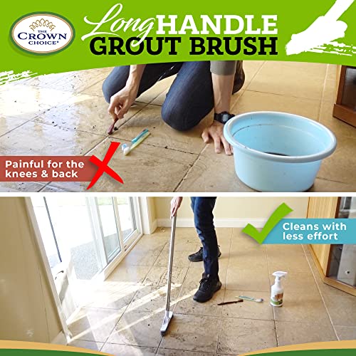 Grout Brush with Long Handle Heavy Duty Cleaner & Grout Scrubber Tool