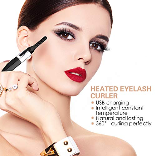 2020 Updated Heated Eyelash Curler, Electric Eyelash Curler, Eyelash Curler for Quick Natural Eye Lashes Curling USB Rechargeable, Lash Curler for Durable Shape, Safe and Worry-free (Black)