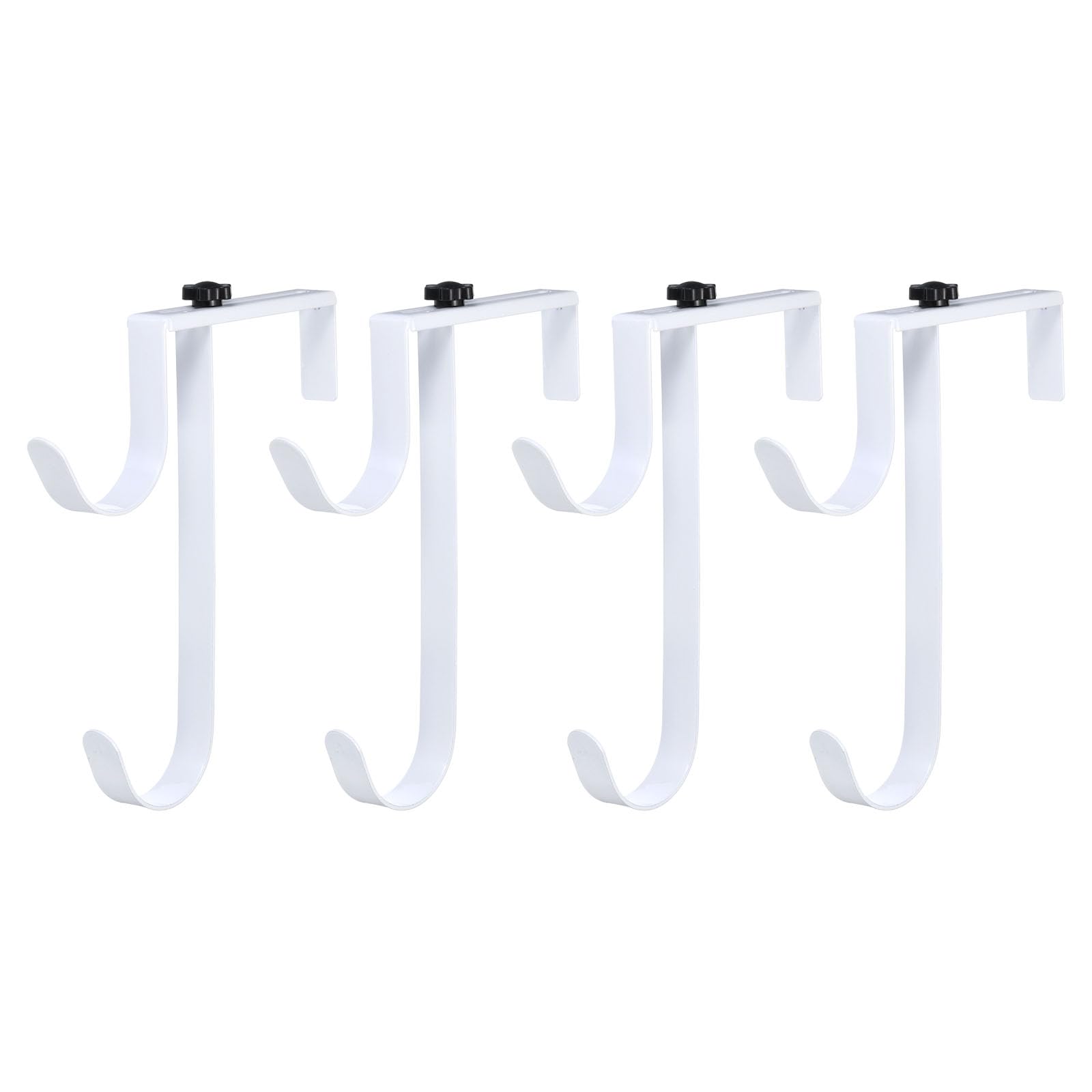 uxcell 4PCS Adjustable Pool Pole Hanger, Double Pool Hooks for Poles, Metal Pool Fence Hooks for Hanging Pool Equipment Hooks, Pool Pole Hooks for Pool Skimmer (White)