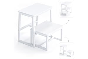 iTsst Step Stool for Adults & Kids,Holds up to 500Lb,3 in1 Heavy Duty Sturdy Two Step Stool for Kichen/Bathroom/High beds, Wooden&Metal Frame, Non-Slip Pads